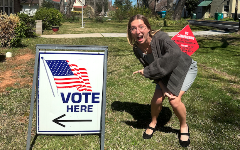 Madison Harpold encourages everyone to vote during a previous election. (Photo courtesy of Madison Harpold)