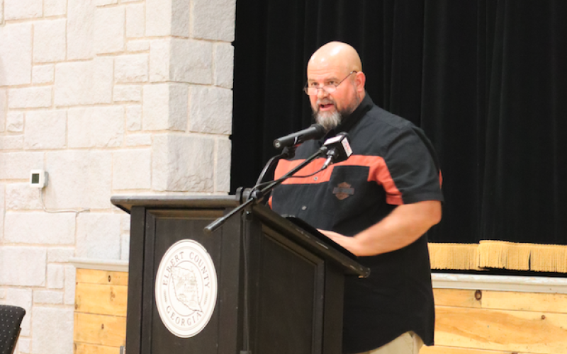 Sheriff Jamie Callaway speaks to the crowd during a political forum in October of 2024. (File photo by Julie Weeks)