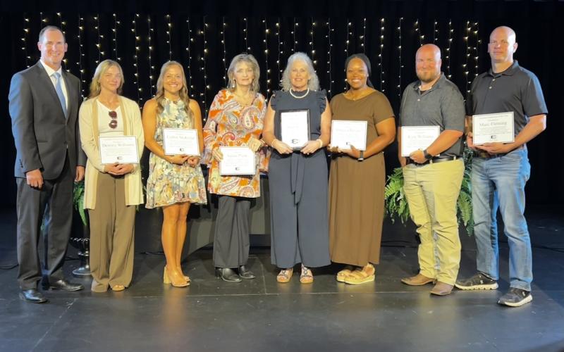 The classified employees of the year were: Shatoya Belcher (Paul J. Blackwell), Corbin McKellar (ECPS), Kyle Williams (ECES), Debbie Kendall (ECMS), Marc Fleming (ECCHS), Susan Plank (transportation), Destiny Willis (school nutrition) and Dawn Hill (district office). (Photos courtesy of Kim Fuller)