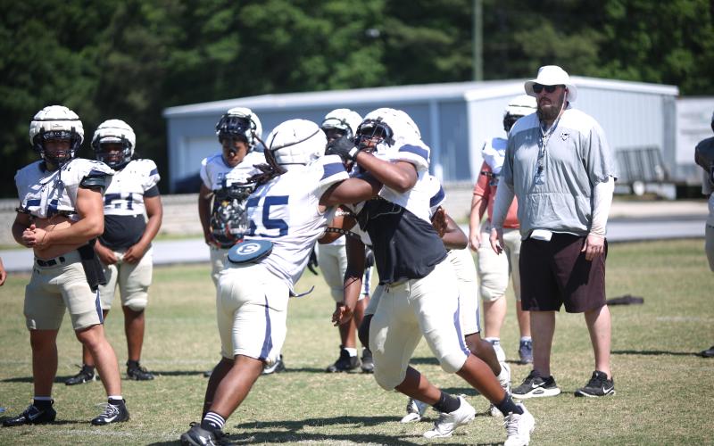 The Elbert County football team held spring practice last week to prepare for the 2026 football season. The Blue Devils went 5-7 last season, beating Oglethorpe in the first round of the playoffs before falling to Gordon Lee in a close 17-12 loss in the next round. This will be the team's second season under head coach Andy Dyer. (Photos by Bo Underwood)