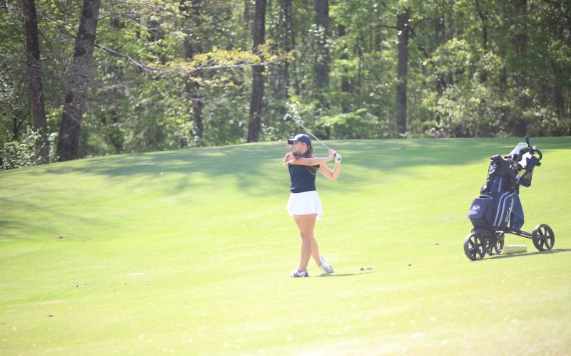 Lucy Johnson shot her lowest round of the season at the area championships April 27. (Photo by Bo Underwood)