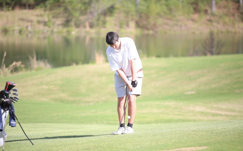 Nolan Henderson shot a team-low 73 at the area championships April 27. (Photo by Bo Underwood)
