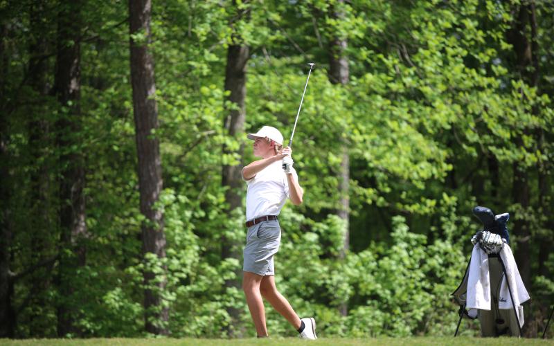 Maddox Adams shot a 79 at the area championships April 27. (Photo by Bo Underwood)