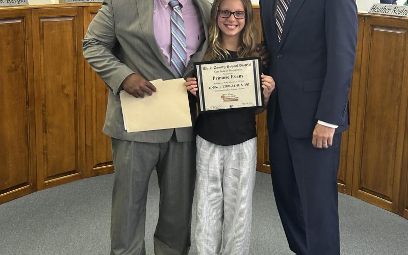 The winners of the 2025-26 Young Georgia Authors competition each grade level were: Kenleigh McAvoy (K), David Fulghum (1st), Tucker Clark (2nd), Primrose Evans (3rd), Natalie Curlee (4th), Rebecca Moon (5th), Debra Chappell (6th), Della Watkins (7th), Macie Lovinggood (8th), Elizabeth Dutton (9th), Makayla McKnight (10th), James Anthony Carter (11th), Hayden Ivester (12th). (Photos courtesy of Kim Fuller)