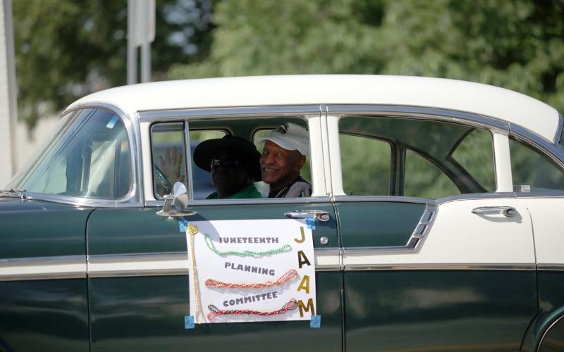 The high temperature wasn't enough to stop the Jim-Ree Museum's annual Juneteenth Celebration. In addition to the festival on Elberton's downtown square, the Juneteenth parade carried on, with most of the participants choosing to beat the heat from inside their vehicles. (Photos by Mark Wells)