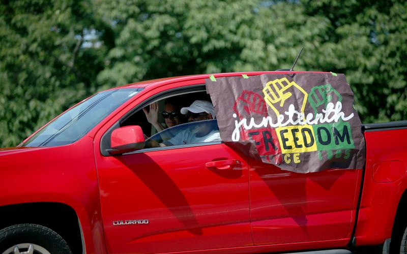 The high temperature wasn't enough to stop the Jim-Ree Museum's annual Juneteenth Celebration. In addition to the festival on Elberton's downtown square, the Juneteenth parade carried on, with most of the participants choosing to beat the heat from inside their vehicles. (Photos by Mark Wells)