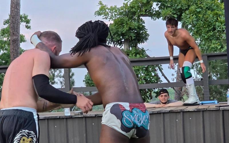 A "triple threat" championship match was held for Scrappy Championship Wrestling's last Elbert County match. (Photo courtesy of Scrappy Championship Wrestling)