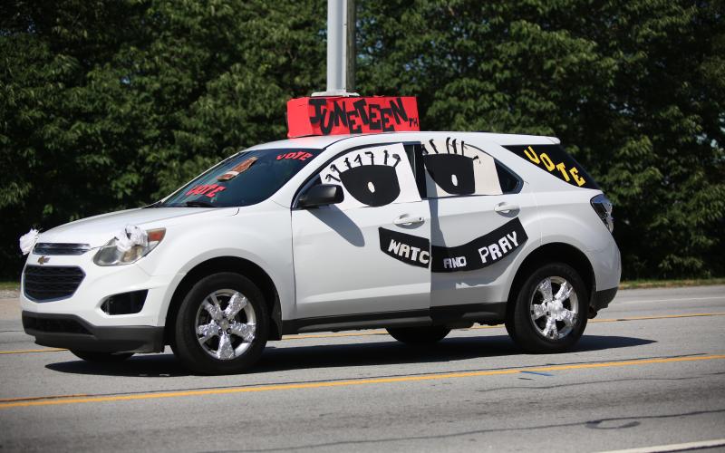 The high temperature wasn't enough to stop the Jim-Ree Museum's annual Juneteenth Celebration. In addition to the festival on Elberton's downtown square, the Juneteenth parade carried on, with most of the participants choosing to beat the heat from inside their vehicles. (Photos by Mark Wells)