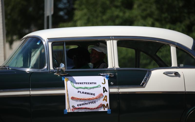 The high temperature wasn't enough to stop the Jim-Ree Museum's annual Juneteenth Celebration. In addition to the festival on Elberton's downtown square, the Juneteenth parade carried on, with most of the participants choosing to beat the heat from inside their vehicles. (Photos by Mark Wells)