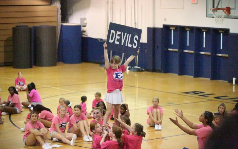 Scenes from the parent performance on the final day of the Elbert County youth cheerleading camp June 24. (Photos by Bo Undewood)