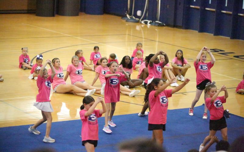 Scenes from the parent performance on the final day of the Elbert County youth cheerleading camp June 24. (Photos by Bo Undewood)