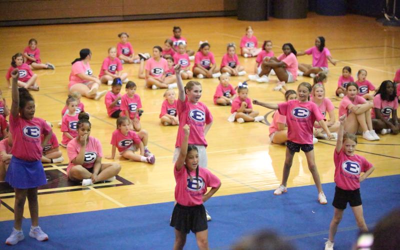 Scenes from the parent performance on the final day of the Elbert County youth cheerleading camp June 24. (Photos by Bo Undewood)