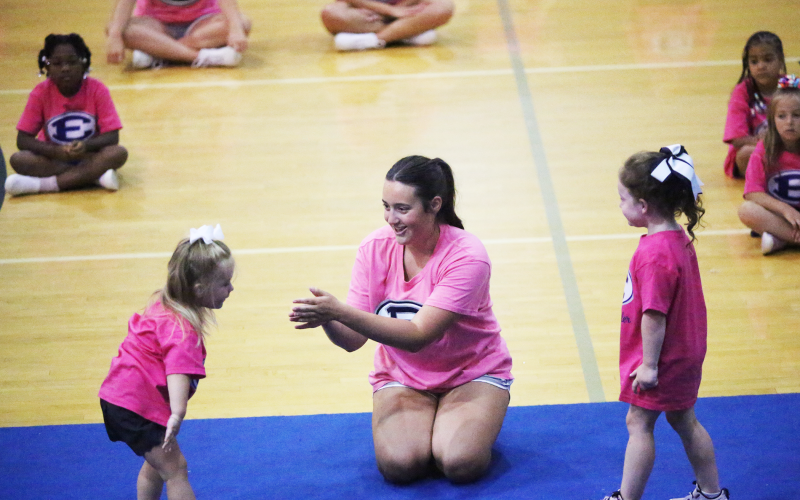 Scenes from the parent performance on the final day of the Elbert County youth cheerleading camp June 24. (Photos by Bo Undewood)