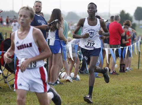 Elbert County junior Adrian Perrin completed the blistering fast North Georgia Championships at Lamar Murphy Park in Jefferson Aug. 24 in 22:02. (Photo by Cary Best) 
