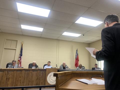 CFO Phil Pitts gives a finance report at Monday night's BOC meeting 