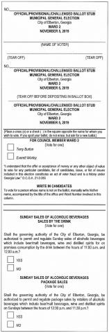 Sample ballot for Ward 2