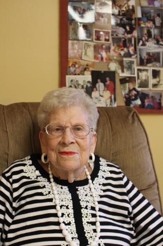 Martha Vickery Hewell, who will turn 100 years old next week, said square dancing with her late husband Clyde was their favorite activity. ‘It was our life,’ she says. (Photo by Scoggins)