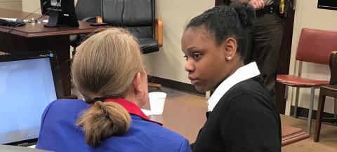 Savanna Marrie Jennings, shown here during her murder trial, was sentenced to life in prison without parole Friday by Superior Court Judge Chris Phelps (File photo by Jones)