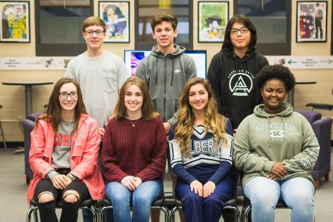 Students of the Month for December are (seated, L-R) Madelyn Dias, Rylee Smith, Madison Webb and Talaysha Thornton; (standing) Jake Harper, Matthew Hernandez and Keivin Renteria-Saldivar. Not pictured are Lillian Childs and Quentin Hill. (Photo by Dot Rutherford)