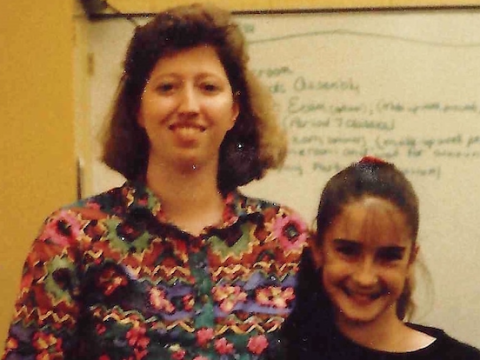 Back in the day, new Elbert County teacher Sandee Webb Drake poses for a photograph with one of her students, Kelli Suttles. Drake says she loved having 25 students in her classroom, since now that she’s a principal, she feels like she has a “class of 1,000.”