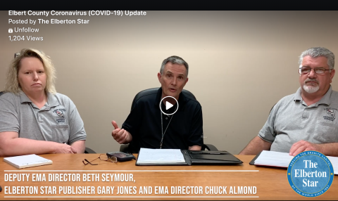 A 13-minute video conversation with Elbert County Emergency Management Director Chuck Almond and Deputy Director Beth Seymour has been posted on The Elberton Star’s Facebook page.