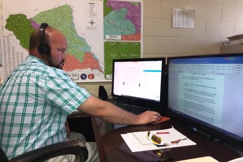 Elbert County Code Enforcement Officer Allen Hulme directed an online meeting of the Elbert County Board of Commissioners last Thursday (for a work session) and Monday (for the commissioner’s regular Monday meeting. (Photo by Jones)