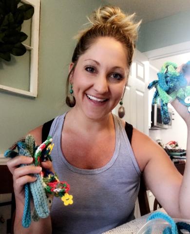Amanda Brady an Elberton native, displays ‘Amanda Bands,’ a band she created to help relieve pressure off ears. With physicians and nurses wearing face masks during an entire work shift, mask bands are uncomfortable on the ears. Amanda’s creation, which have made her a celebrity in Savannah, has led to comfortable ears among healthcare workers.
