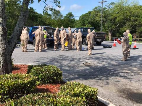 Photo of the Georgia National Guard outside the Elbert County Detention Center Wednesday morning. Photo provided by Elbert County Emergency Services.