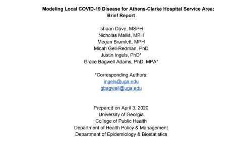 Modeling Local COVID-19 Disease for Athens-Clarke Hospital Service Area: Brief Report