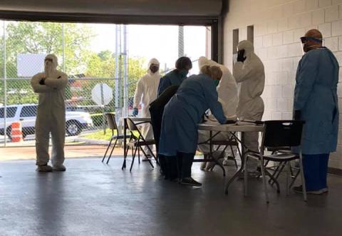 Photo from Elbert County Emergency Services of the COVID-19 testing at the Elbert County Detention Center on Wednesday, April 29.
