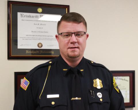 New Elberton Police Chief Scott Marunich, who grew up in Minnesota, joined the U.S. Army in 1996 and served in Kuwait in Operation Desert Shield and was stationed at Georgia’s Fort Stewart and Fort Benning, Louisiana’s Fort Polk and California’s Fort Irwin. He was also deployed to Kuwait and was a part of Operation Desert Shield between the first and second Gulf Wars. (Photo by Scoggins)