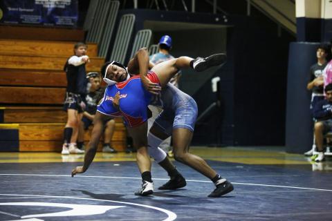 Junior Trez White finished in the semi-finals of the GHSA State Championships in Macon Feb. 10 to place fifth in the 170-pound division. (Photo by Scoggins) 