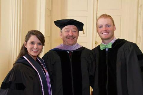Amanda Erwin Chandler (left) with her father, Stuart (center) and her husband Jordan. Amanda and Stuart practice dentistry in Elberton while Jordan’s practice is in Franklin Springs.