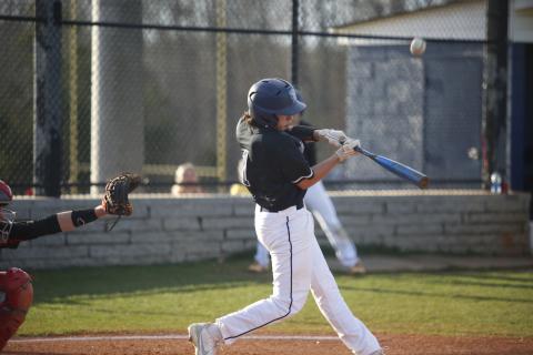 Landen Ingram takes a swing against Clarke Central Friday, March 5. (Photo by Scoggins) 