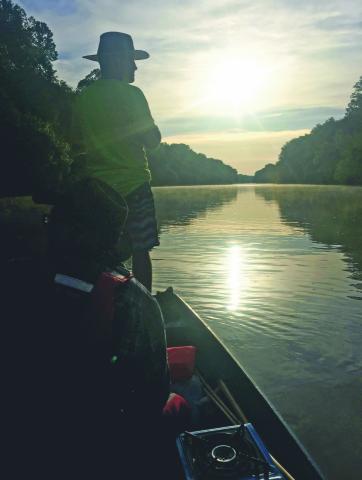 Jacob Duckett takes a turn leading the way down the Broad River on the last morning of a three-day journey.