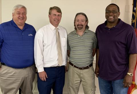 New members of the EMH Authority Executive Committee were nominated during the authority’s July 27 meeting including (L-R) Scott Wilson as secretary, Leon Jourolmon as chairman, Max Black as vice-chairman and Kam McClary as treasurer. (Photo by Scoggins)