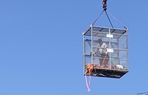 EMT  Howard Gailey was lowered into the Savannah Valley Quarry Wednesday after an accident claimed a worker’s life. According to Elbert Coroner Chuck Almond, the 42-year-old victim was pronounced dead at the scene (Elbert County EMS photo)