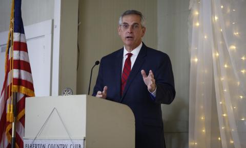 Georgia Secretary of State Brad Raffensperger told the Elberton Rotary Club last week that Georgia’s 2020 election results were accurate and there was no wide-spread election fraud in the state during the presidential election. (Photo by Scoggins)