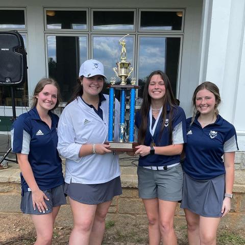 The Lady Devils golf team finished first at the Granite City Classic Saturday, April 23. Playing for the Lady Devils were (L-R) Emalise Andrews, Ava Dye, Abby Bryant and Ellie Wheeler. 