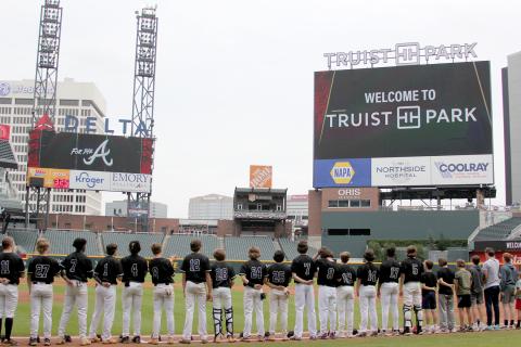 The Elbert County Diamond Devils defeated Banks County High School Friday, April 15 to claim the Region 8AA region championship. The following day, the Devils traveled to Atlanta to play a game at Truist Park, home of the 2021 World Series Champion Atlanta Braves. (Photo by Scoggins)