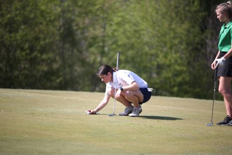 Both the Devils and Lady Devils golf teams defeated Franklin County during a match at the Elberton County Club Tuesday, April 12. Pictured during the match is Lady Devil golfer Abby Bryant. (Photos by Scoggins)