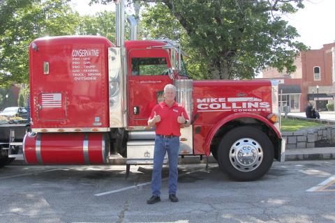 Republican congressional candidate Mike Collins visited The Elberton Star office during a campaign stop on the Elberton square Wednesday, June 15. Collins won the June 21 primary against Vernon Jones and will face Tabitha Johnson-Green for the District 10 seat in November. (Photo by Wells) 