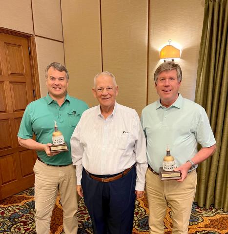 Georgia House Rep. Rob Leverett was named the Freshman Legislator of the Year by the Georgia Chamber of Commerce. Leverett (left) is pictured with (L-R) Speaker of the Georgia House David Ralston and Robert Dickey, Chairman of the House Agriculture and Consumer Affairs Committee.  Dickey won Representative of the Year.  