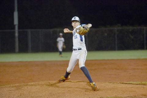 Rylan Brown pitched for Elbert County’s Junior League All-Star team against Hart County July 19.  (Photo by Drew Dotson, The Hartwell Sun) 