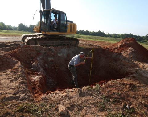 The Elbert County Road Department dug up land where an alleged time capsule was buried at the site of the Georgia Guidestones. There was no time capsule found at the site despite false information circulating other social media pages. (Photo by Scoggins)