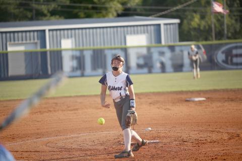 Senior pitcher Jaynee Webb pitched a no-hitter during the Lady Devils’ dominate 12-0 win over Barrow Arts and Sciences Academy Thursday, Sept. 8 at Wesley King Field. (Photo by Wells)