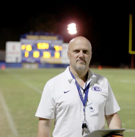 Elbert County Comprehensive High School Class of 1991 alum Doug Albanese created a program and website to track statistics of football games in real-time on the sidelines, or in the stands. (Photo by Scoggins) 