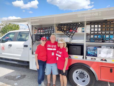 Elbert County Salvation Army members (L-R) Trudy Kannenberg, Joe Johnson and PJo Phelps helped last week with Hurricane Relief efforts in Venice, Florida. 