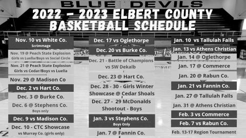 Elbert County's 2022 Basketball Schedule