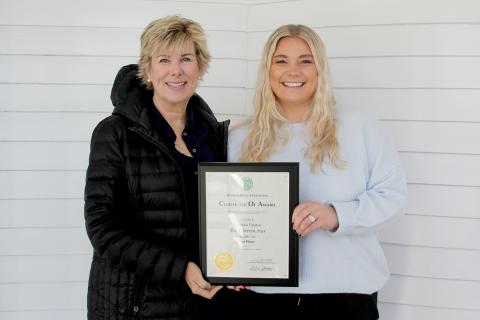 The Elberton Star recently won a trio of first place awards in the Georgia Press Association’s 2022 Advertising Contest. Pictured with the awards are (left photo, L-R) Star Advertising and Sales Representative Valerie Evans and Magnolia Estates’ Kailey Winn. (Photo by Scoggins)